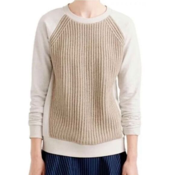 J. Crew Tan Sweater Front Cream Sweatshirt (XXS) - Picture 1 of 6